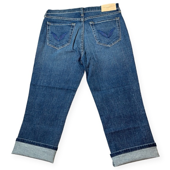 Fabrizio Gianni Women’s Denim Cropped/Capri Cuffed Stretch Blue Jeans Size 8 NWT - Picture 2 of 5